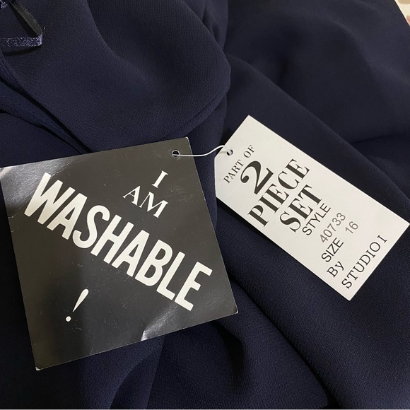 Studio I 2pc. Beaded Navy Blue Elegant Special Event Dress - Picture 13 of 14